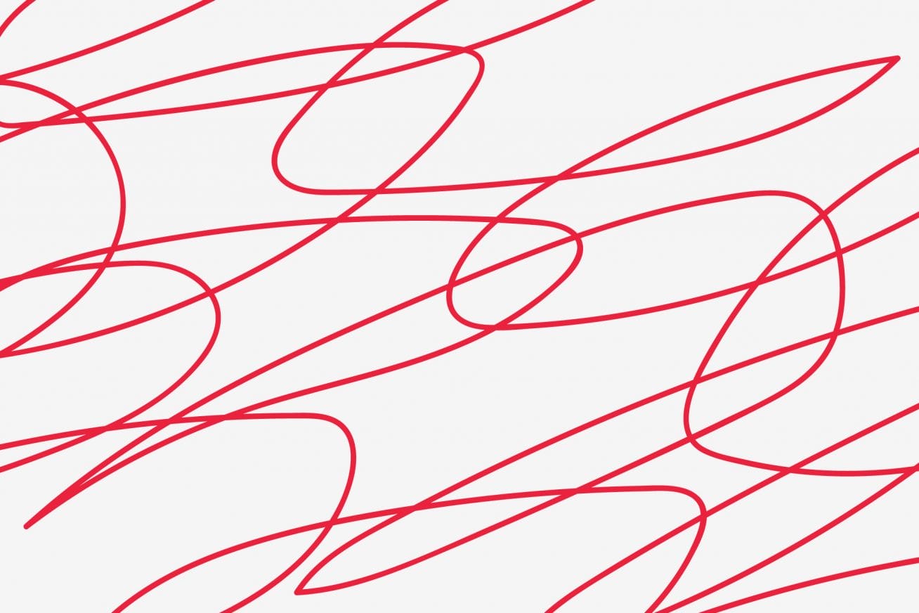 White background, red squiggle