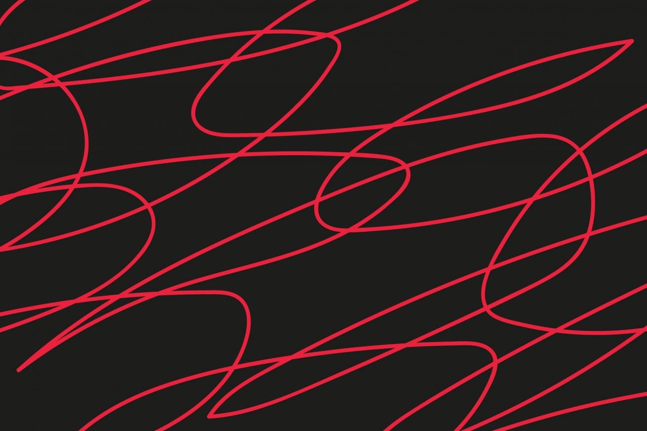 Black background, red squiggle