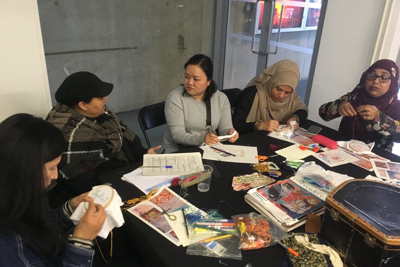 women chatting and creating